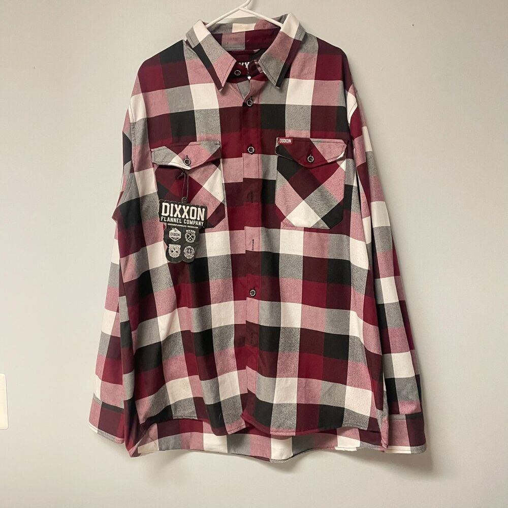 DIXXON Flannel Shirt Southpaw Mens 2X Plaid Button Up Original Tag Sticker